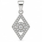 Silber 925 Rauten Anhänger mit funkelndem Steinbesatz – Geometrisches Design