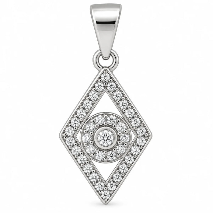 Silber 925 Rauten Anhänger mit funkelndem Steinbesatz – Geometrisches Design