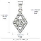 Silber 925 Rauten Anhänger mit funkelndem Steinbesatz – Geometrisches Design