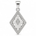 Silber 925 Hamsa Hand Anhänger in Rautenform mit funkelndem Steinbesatz