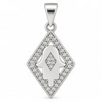 Silber 925 Hamsa Hand Anhänger in Rautenform mit funkelndem Steinbesatz