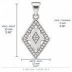 Silber 925 Hamsa Hand Anhänger in Rautenform mit funkelndem Steinbesatz