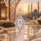 Silber 925 Hamsa Hand Anhänger in Rautenform mit funkelndem Steinbesatz
