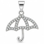 Silber 925 Regenschirm Anhänger mit funkelnden Zirkonia