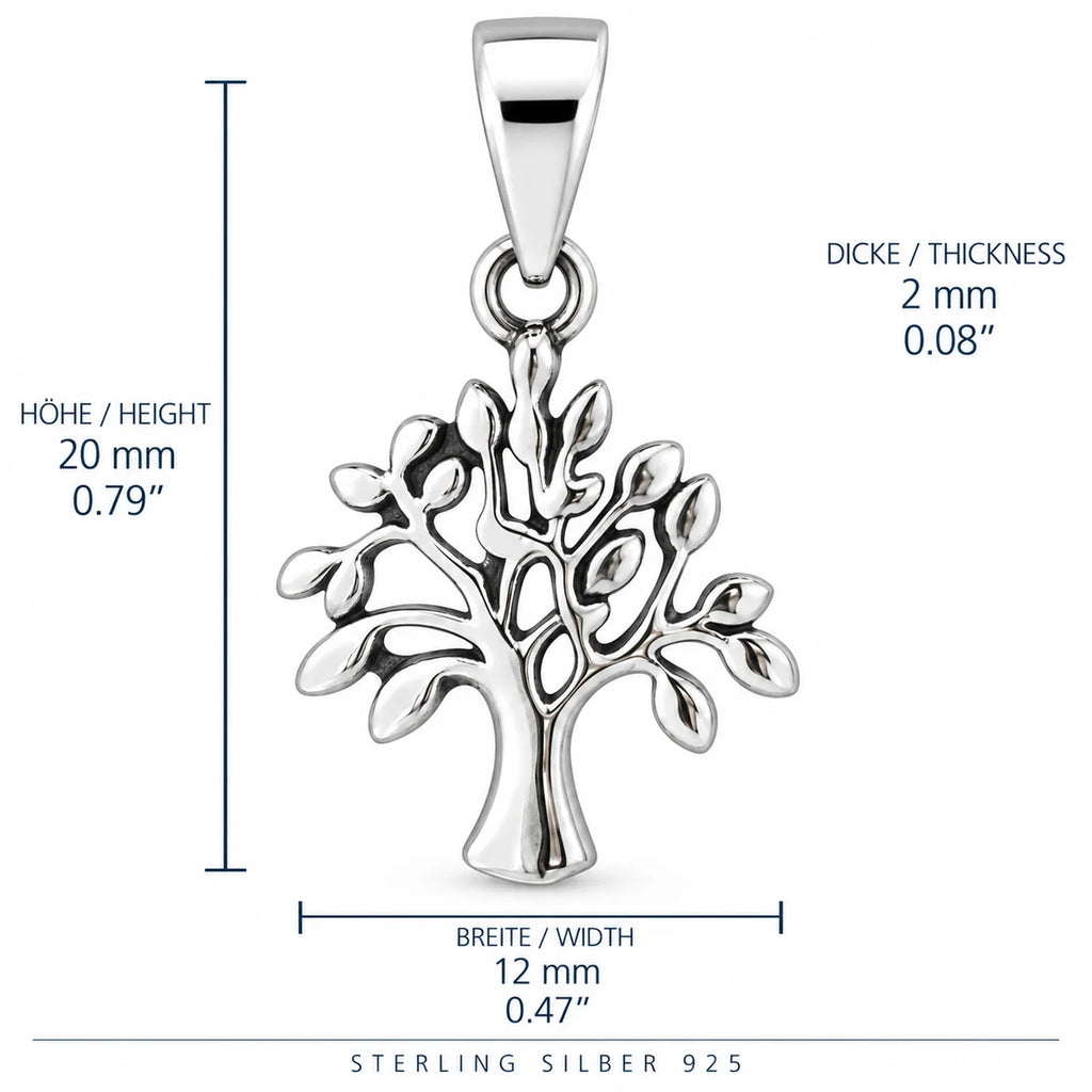 Silber 925 Lebensbaum Anhänger – Baum des Lebens mit Blättern