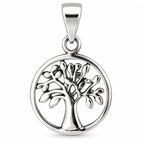 Silber 925 Lebensbaum Anhänger rund – Baum des Lebens mit Blättern