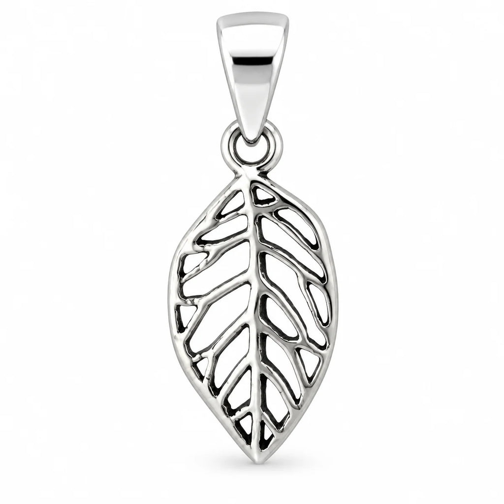 Silber 925 Blatt Anhänger – Filigranes Design mit Blattadern