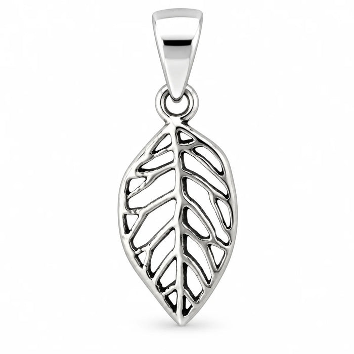 Silber 925 Blatt Anhänger – Filigranes Design mit Blattadern