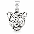 Silber 925 Leopard Anhänger – Filigraner Leopardenkopf mit durchbrochenem Design