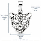 Silber 925 Leopard Anhänger – Filigraner Leopardenkopf mit durchbrochenem Design