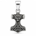 Silber 925 Thorshammer Anhänger Mjölnir – Wikinger Schmuck mit nordischen Ornamenten