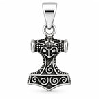 Silber 925 Thorshammer Anhänger Mjölnir – Wikinger Schmuck mit nordischen Ornamenten