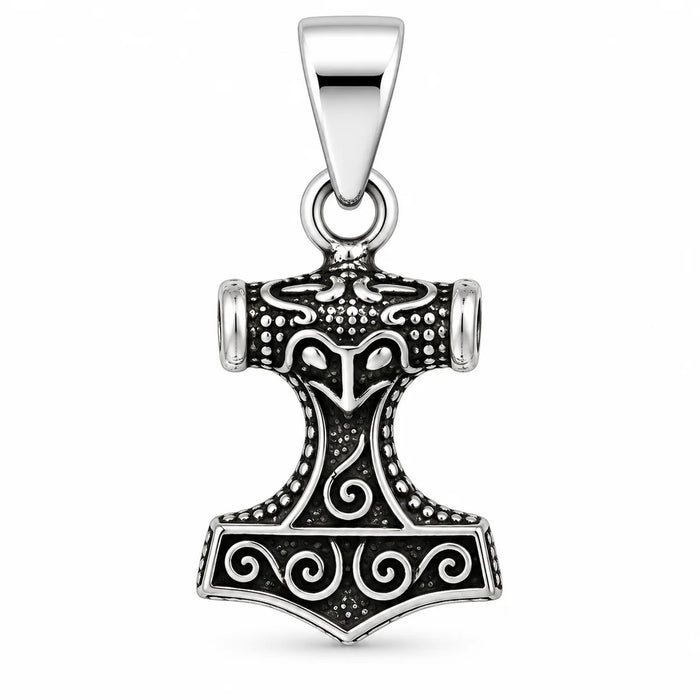 Silber 925 Thorshammer Anhänger Mjölnir – Wikinger Schmuck mit nordischen Ornamenten