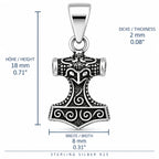 Silber 925 Thorshammer Anhänger Mjölnir – Wikinger Schmuck mit nordischen Ornamenten