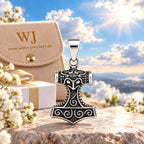Silber 925 Thorshammer Anhänger Mjölnir – Wikinger Schmuck mit nordischen Ornamenten