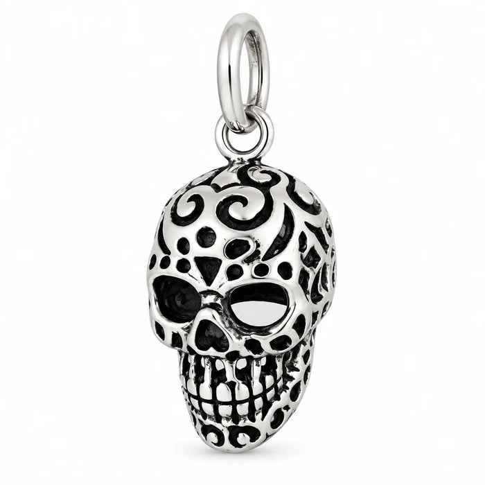 Silber 925 Totenkopf Anhänger mit Ornamenten – Skull Schmuck