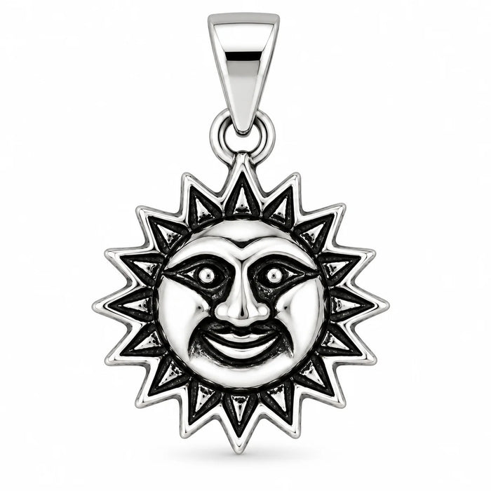 Silber 925 Sonnenanhänger mit Gesicht – Sonne Vintage