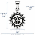 Silber 925 Sonnenanhänger mit Gesicht – Sonne Vintage