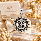 Silber 925 Sonnenanhänger mit Gesicht – Sonne Vintage