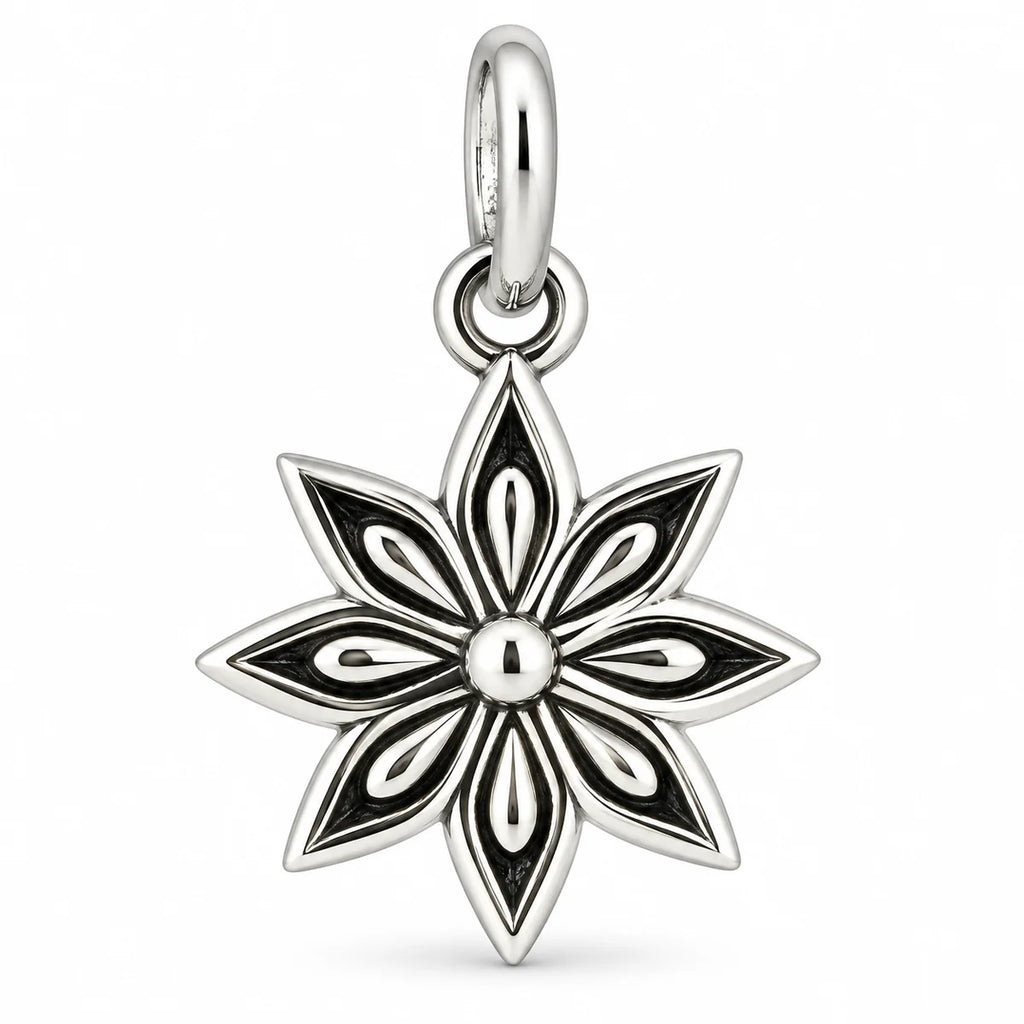 Silber 925 Blumen Anhänger mit acht Blütenblättern – Vintage