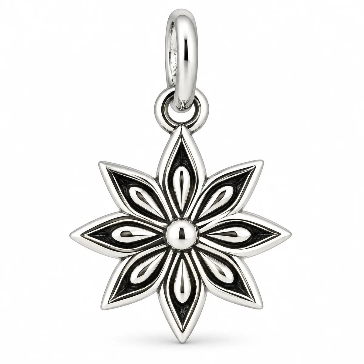 Silber 925 Blumen Anhänger mit acht Blütenblättern – Vintage
