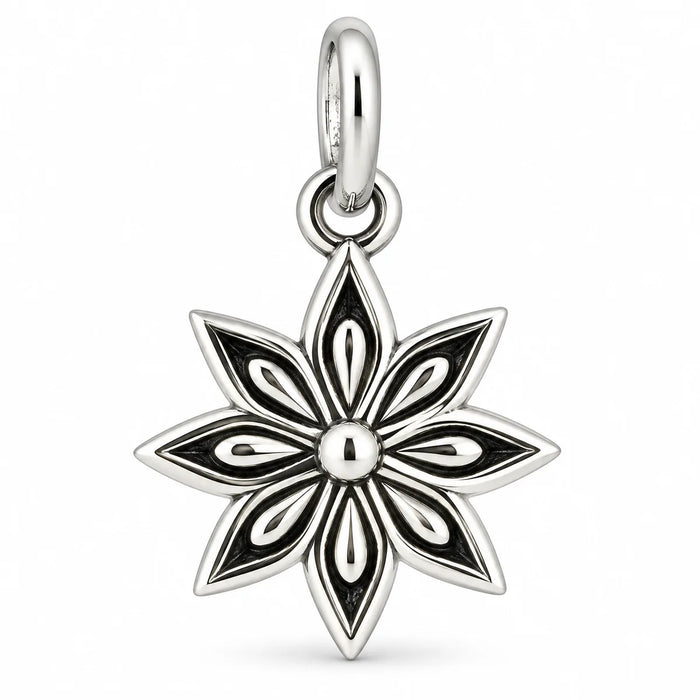 Silber 925 Blumen Anhänger mit acht Blütenblättern – Vintage