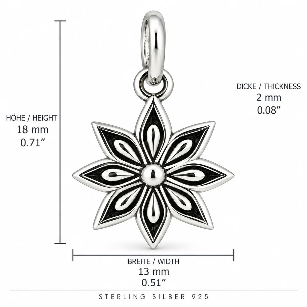 Silber 925 Blumen Anhänger mit acht Blütenblättern – Vintage