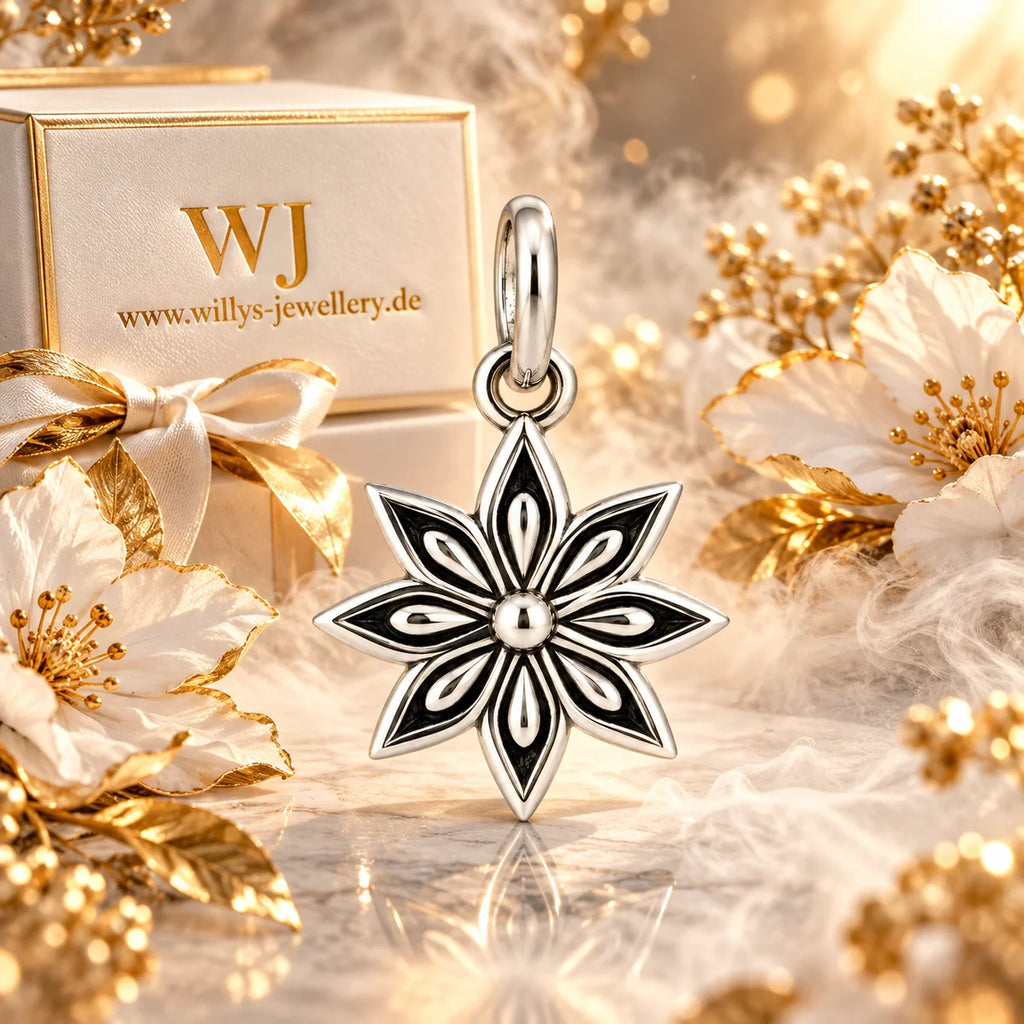 Silber 925 Blumen Anhänger mit acht Blütenblättern – Vintage