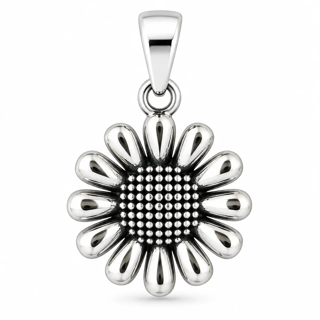 Silber 925 Gänseblümchen Anhänger – Silberblume mit polierten Blütenblättern