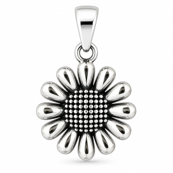 Silber 925 Gänseblümchen Anhänger – Silberblume mit polierten Blütenblättern