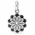 Silber 925 Blumenanhänger – Vintage Blüte mit geschwärzten Details