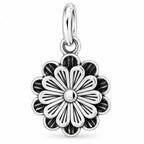 Silber 925 Blumenanhänger – Vintage Blüte mit geschwärzten Details