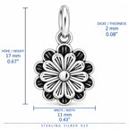 Silber 925 Blumenanhänger – Vintage Blüte mit geschwärzten Details