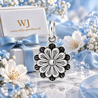 Silber 925 Blumenanhänger – Vintage Blüte mit geschwärzten Details