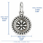 Silber 925 Blumenanhänger rund – Vintage Blütenmotiv mit Kugelrand