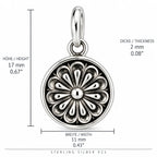 Silber 925 Blumenanhänger rund – Florales Relief im Vintage-Stil