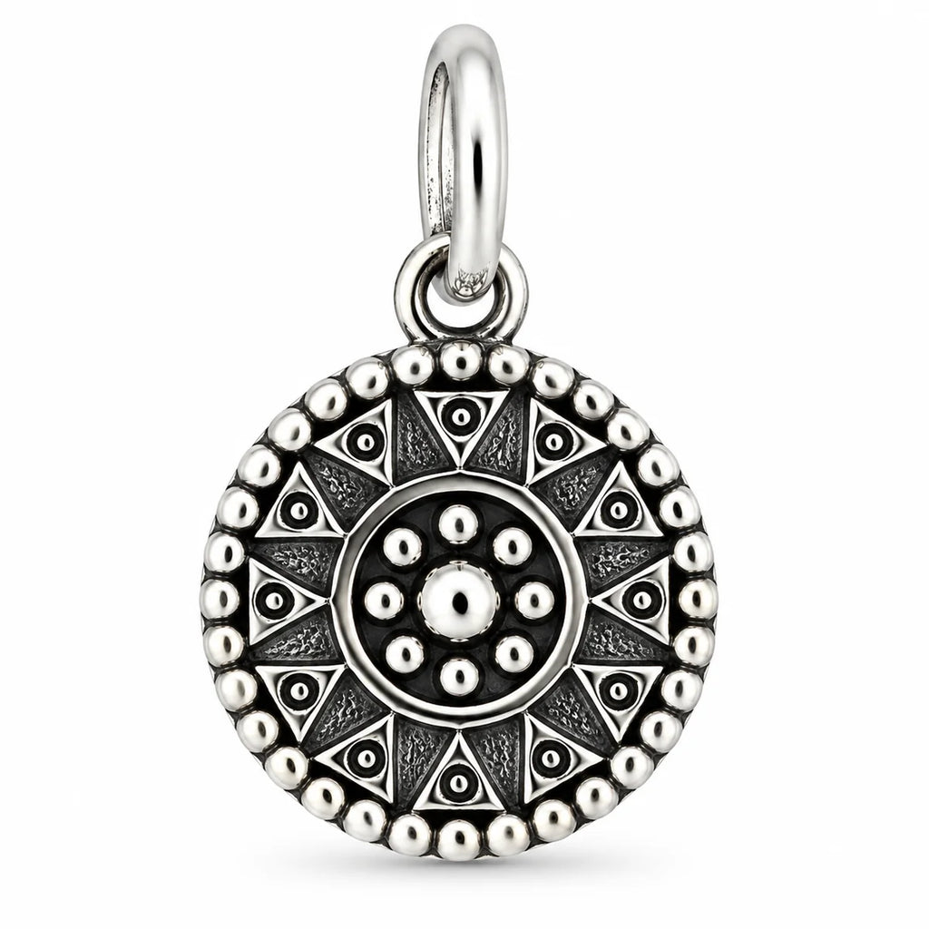 Silber 925 Mandala Anhänger rund – Geometrisches Vintage-Ornament