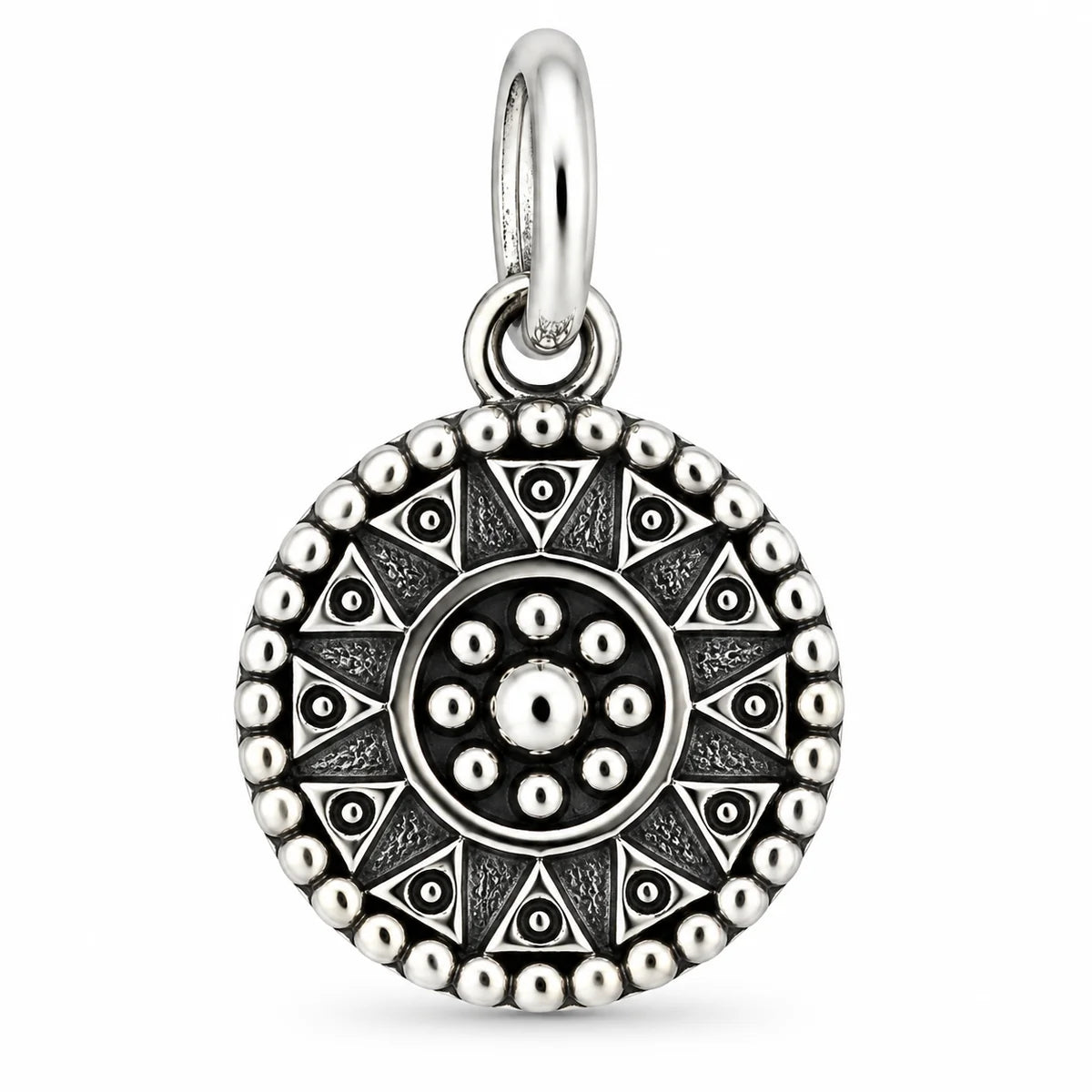 Silber 925 Mandala Anhänger rund – Geometrisches Vintage-Ornament