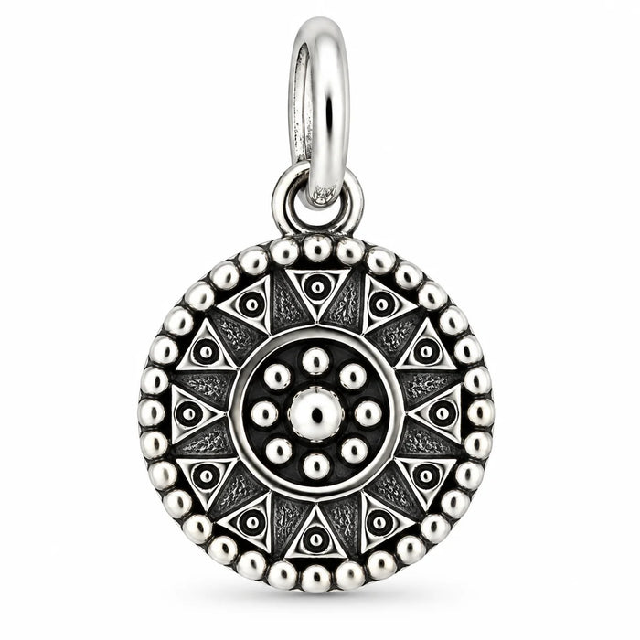 Silber 925 Mandala Anhänger rund – Geometrisches Vintage-Ornament