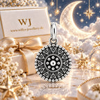 Silber 925 Mandala Anhänger rund – Geometrisches Vintage-Ornament