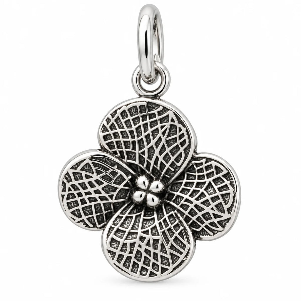 Silber 925 Blumen Anhänger mit vier Blütenblättern – Vintage Design