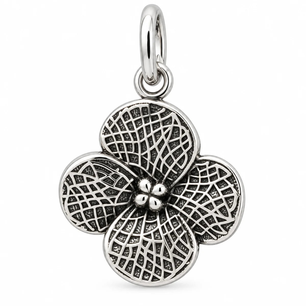 Silber 925 Blumen Anhänger mit vier Blütenblättern – Vintage Design