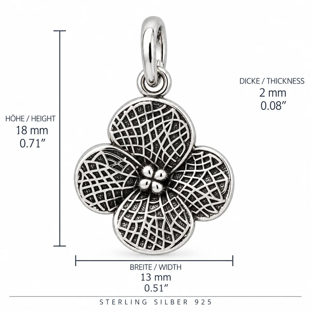 Silber 925 Blumen Anhänger mit vier Blütenblättern – Vintage Design
