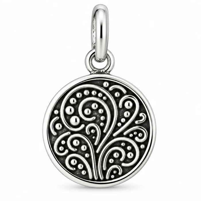 Silber 925 Runder Anhänger mit Ornamenten – Vintage Design