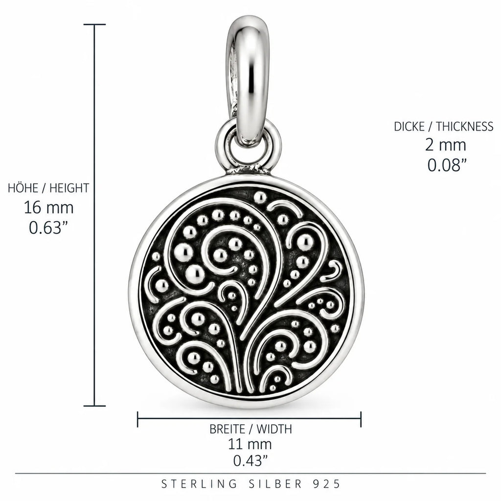 Silber 925 Runder Anhänger mit Ornamenten – Vintage Design