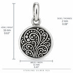Silber 925 Runder Anhänger mit Ornamenten – Vintage Design