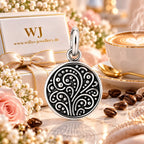 Silber 925 Runder Anhänger mit Ornamenten – Vintage Design