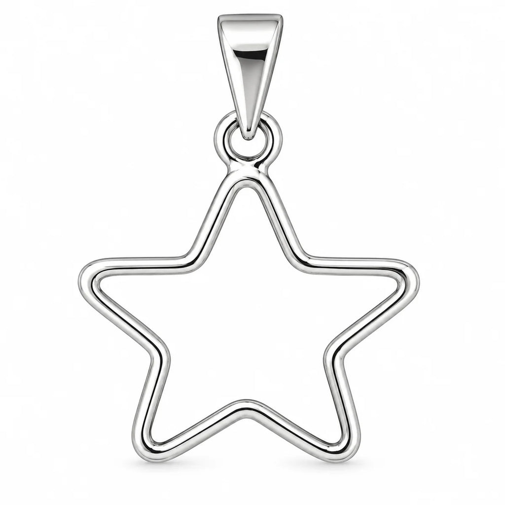 Silber 925 Stern Anhänger mit offener Kontur – Minimalistisches Design