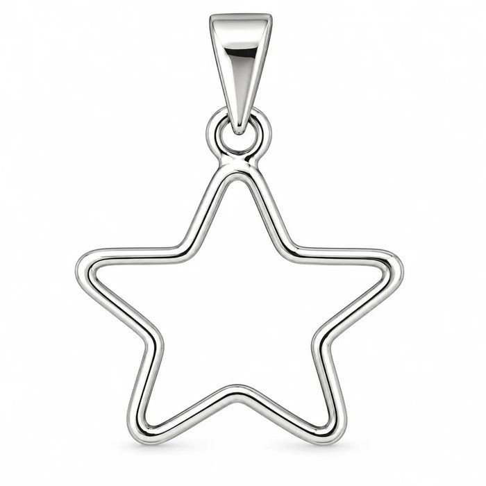 Silber 925 Stern Anhänger mit offener Kontur – Minimalistisches Design
