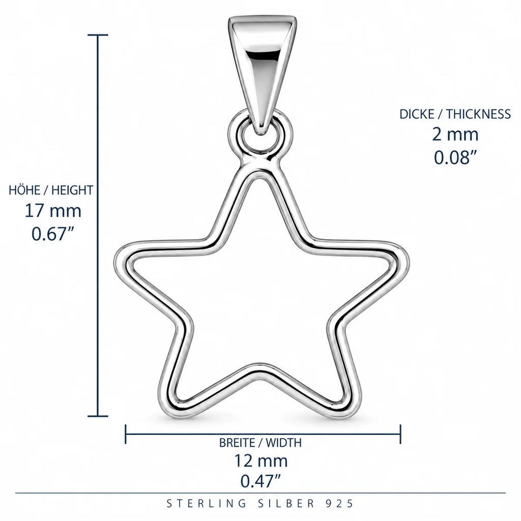 Silber 925 Stern Anhänger mit offener Kontur – Minimalistisches Design
